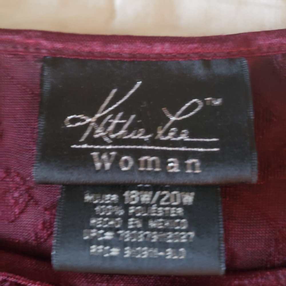 Summer Womens Tops 18W to 20W Kathie Lee Burgandy short sleeve - Picture 4 of 6